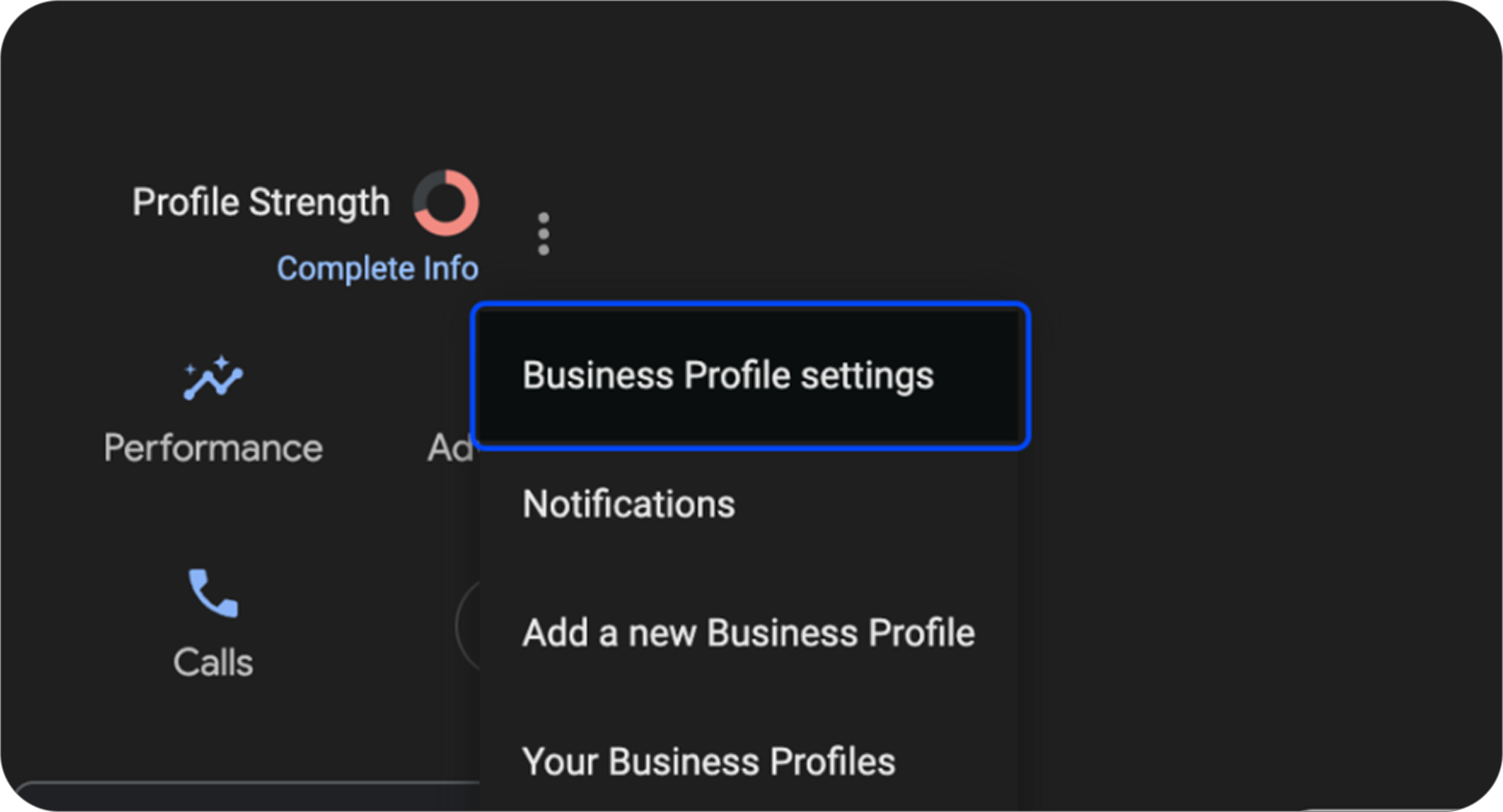 Business profile settings
